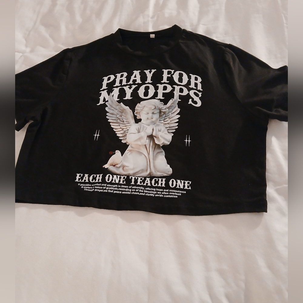 Black Graphic Women's Crop T-Shirt